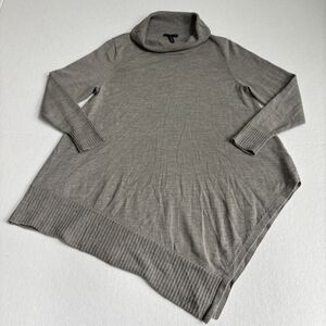 Eileen Fisher Asymmetric Turtleneck Merino Wool Sweater Womens M Gray Lagenlook